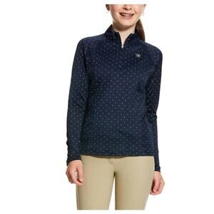 Ariat Navy Dot Sunstopper 2.0 1/4 Zip Baselayer Kids Top 10030444 Youth M/10